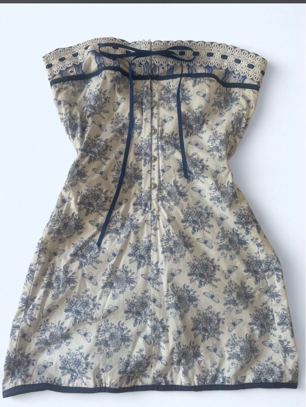 With Jean Cream and blue dress